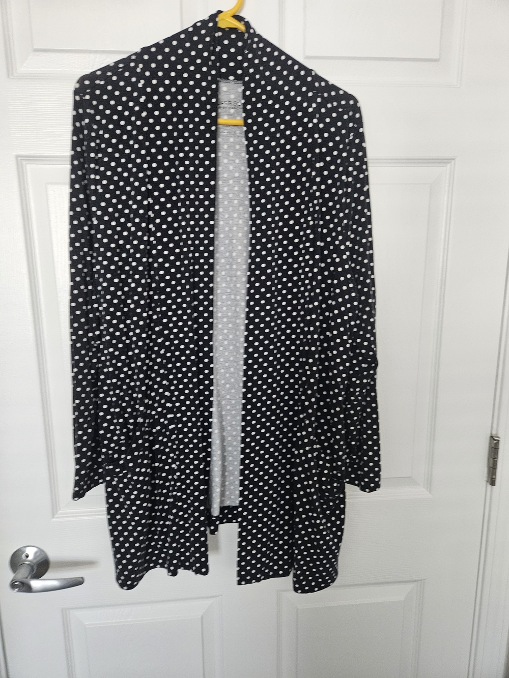 torrid Black Open-Front Cardigan with White Polka Dots